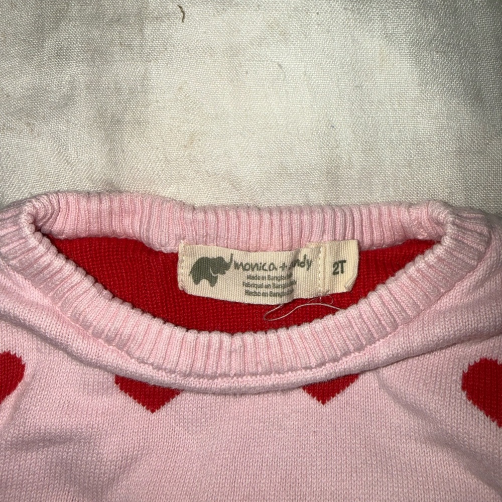 Pink Heart Pattern Kids Sweater - Picture 3 of 5